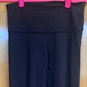 Women's Black Polyester Blend Stretchy Leggings Jogger Pull On Wide Waistband S